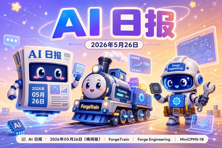 AI日报·晚间 | 2026年5月26日(周二):MiniCPM5-1B 发布、ForgeTrain 开源