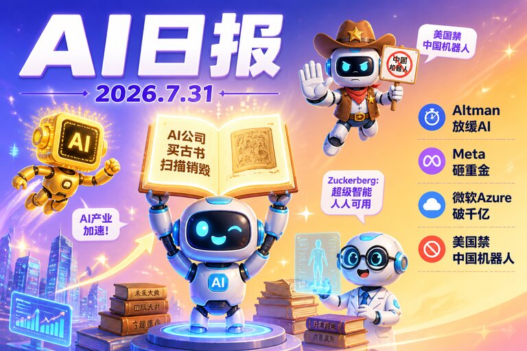 AI早报 | 2026年7月31日(周五):Altman态度转向“减速”、Meta砸重金布局AI、微软Azure首破千亿美元